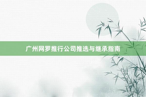 广州网罗推行公司推选与继承指南